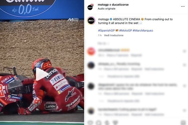 VIDEO - La caduta di Marc Marquez nella Sprint di Jerez: tempismo perfetto!