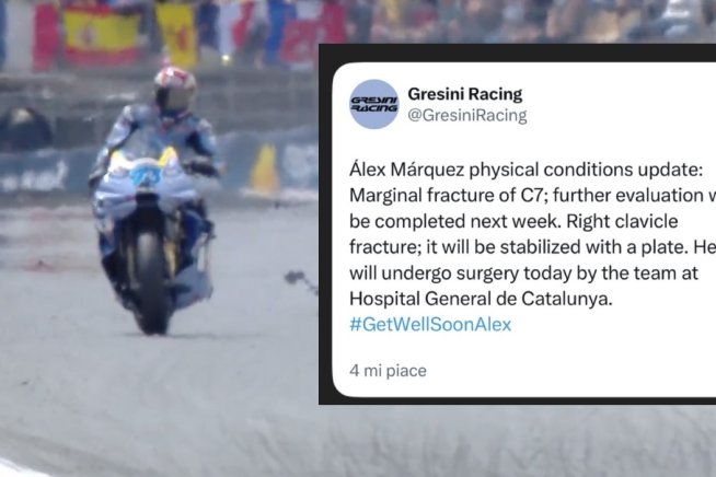 Alex Marquez: frattura alla clavicola destra e leggera frattura alla vertebra C7